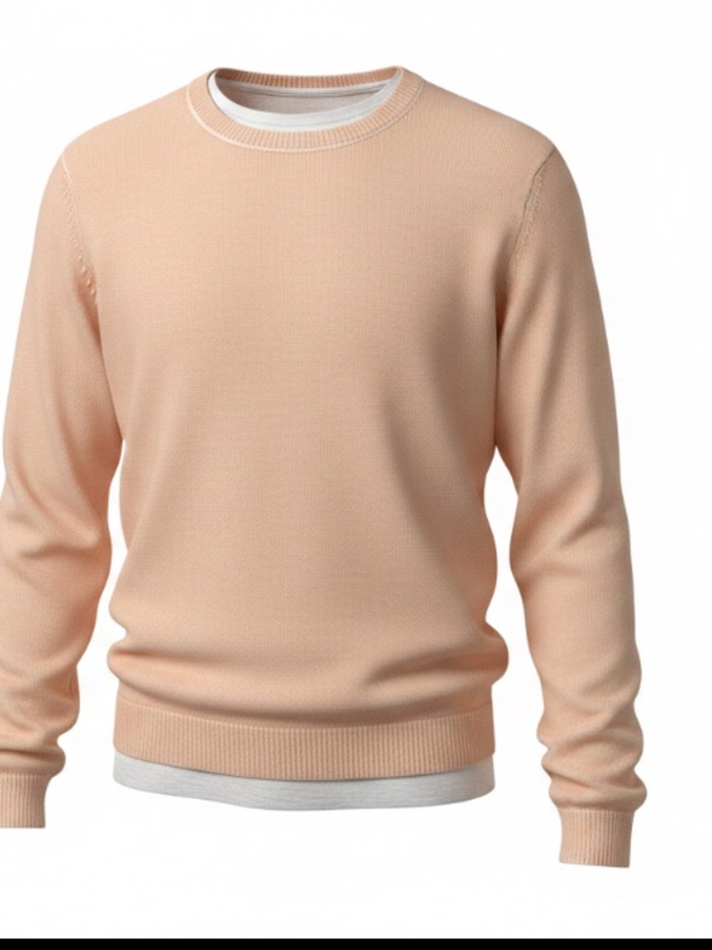 Olivaceous Men's Crewneck Sweater in Soft Peach